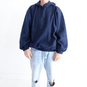 Vintage Great Canadian Rugged Wear Soft Fleece Hooded Pullover Navy Sweatshirt